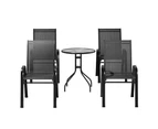 Gardeon 5PC Bistro Set Outdoor Table and Chairs Stackable Outdoor Furniture Black