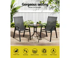 Gardeon 3PC Outdoor Bistro Set Table and Chairs Stackable Patio Furniture Black