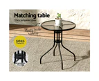 Gardeon 3PC Outdoor Bistro Set Table and Chairs Stackable Patio Furniture Black