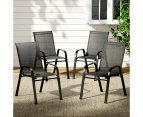 Gardeon 4PC Outdoor Dining Chairs Stackable Lounge Chair Patio Furniture Black