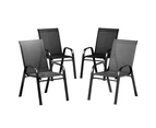 Gardeon 4PC Outdoor Dining Chairs Stackable Lounge Chair Patio Furniture Black