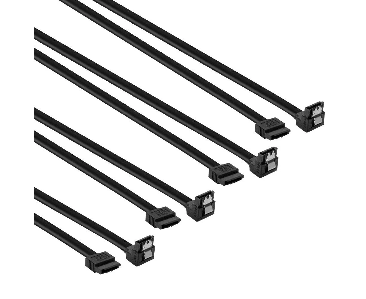 4x Cruxtec 75cm 180degree to 90degree SATA3 Cable For HDD/SSD Connectors Black