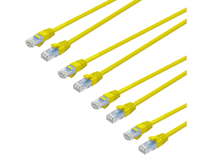 4x Cruxtec 10m Cat6 RJ45 Patch Lead LAN Internet Ethernet Network Cable/Cord YEL