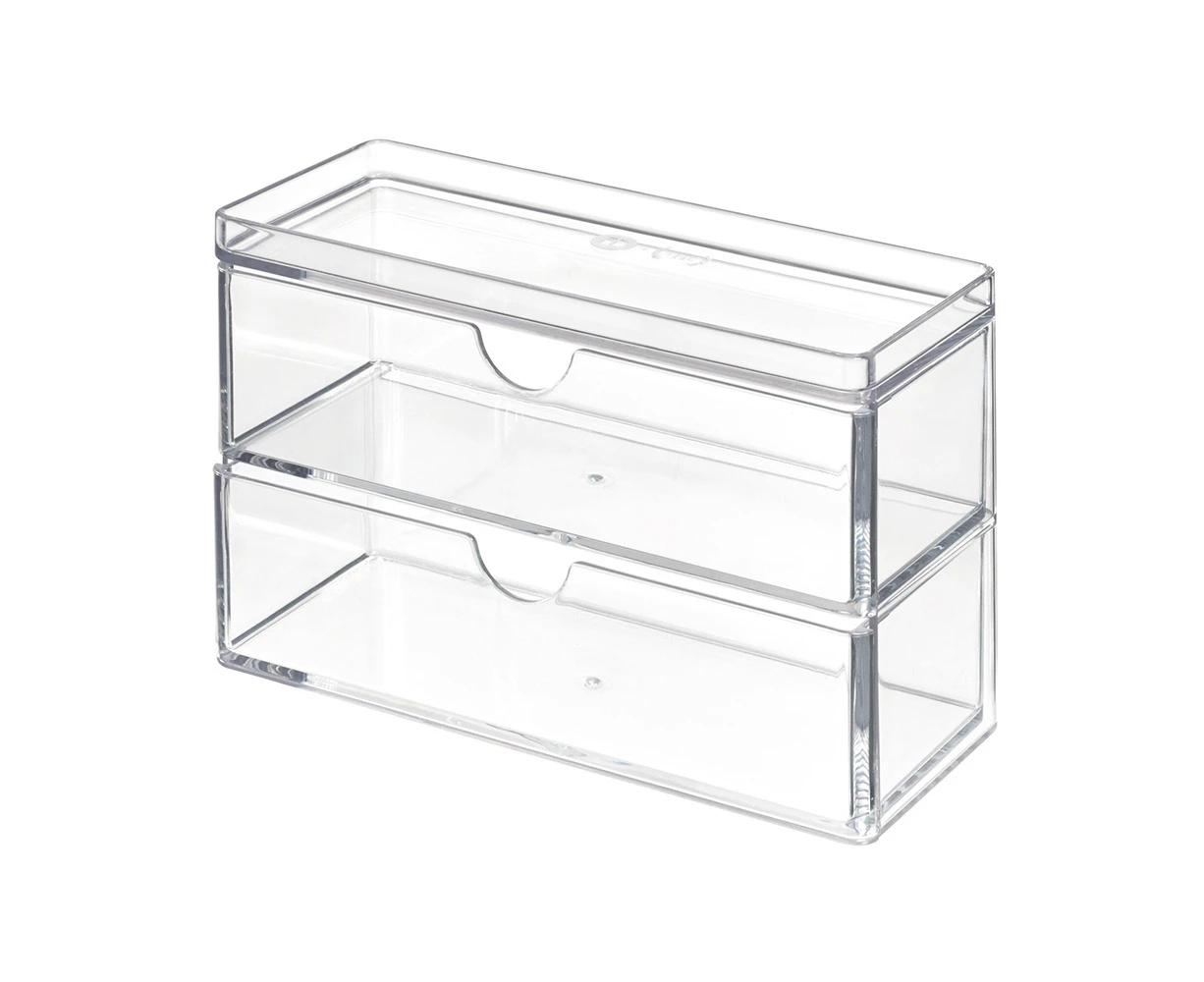 iDesign The Home Edit Mini Multi-Purpose 2-Drawer Storage Organizer Clear 7"