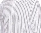 Ben Sherman Men's Multi-Stripe Mod Long Sleeve Shirt - White