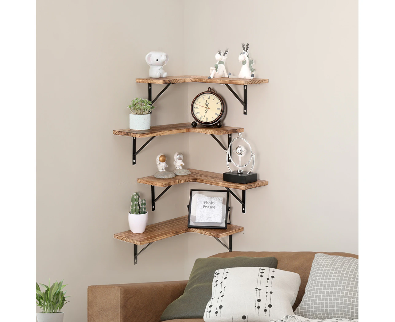 Levede Floating Shelf DIY Corner Hanging Shelves Wall Mounted Storage Wood 4PC