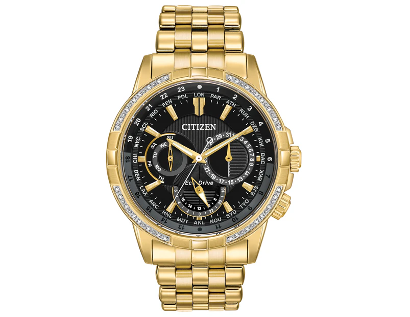 Citizen World Time Diamond Set Gold Men's Watch BU2082-56E 