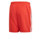 Adidas Mens Lush Red 3-Stripes Swim Shorts Swimwear Polyester - Lush Red