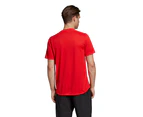 Adidas Mens D2m 3-Stripes Training Active Tee T-Shirt Polyester - Red