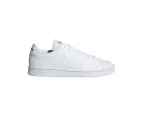 Adidas Mens White Advantage Base Casual Tennis Shoes - White/White/Trace Blue