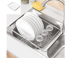 Adjustable Over Sink Dish Drying Rack Stainless Steel Kitchen Storage Organizer