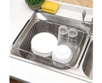Adjustable Over Sink Dish Drying Rack Stainless Steel Kitchen Storage Organizer