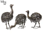 Willow & Silk 3-Piece Emu Chick Garden Decoration Set - Black Rust