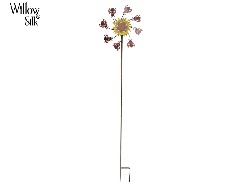 Willow & Silk 148.5cm Ladybird Wind-Spinner Garden Stake - Rust