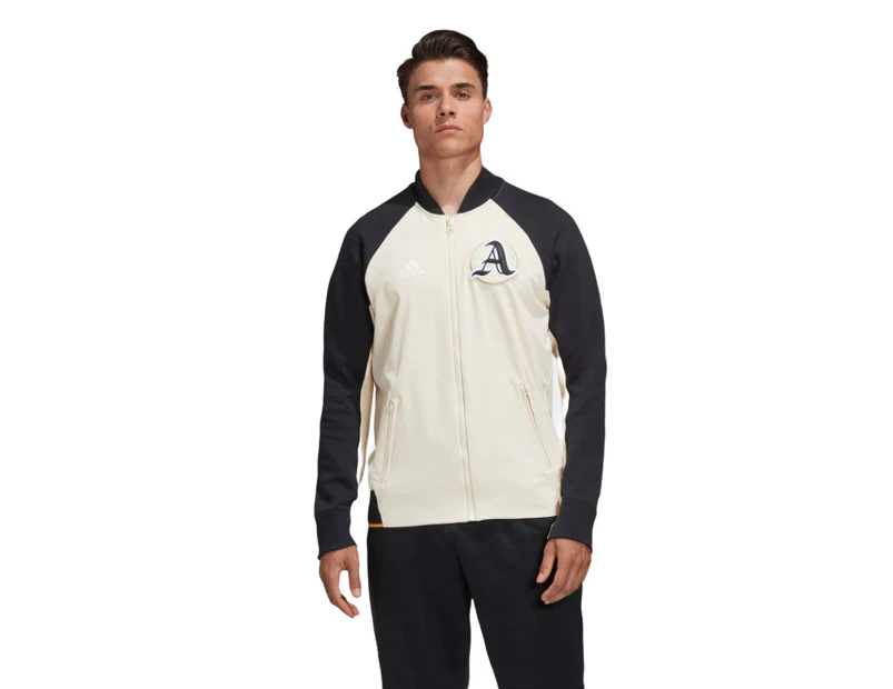 Adidas Mens Linen/Black Vrct Varsity Collegiate Zipup Jacket - Linen/Black