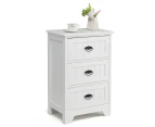 Giantex 3 Drawers Bedside Table Wood Nightstand Storage Cabinet Side Table Bedroom Living Room Home White
