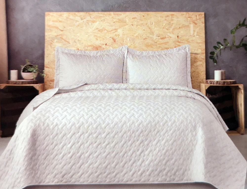 Queen King Super King Size Bed Microfibre Cotton Coverlet Bedspread Set Comforter Embroidery Quilt Damask White