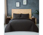 Queen King Super King Size Bed Chic Embossed Coverlet Bedspread Set Comforter Quilt Black