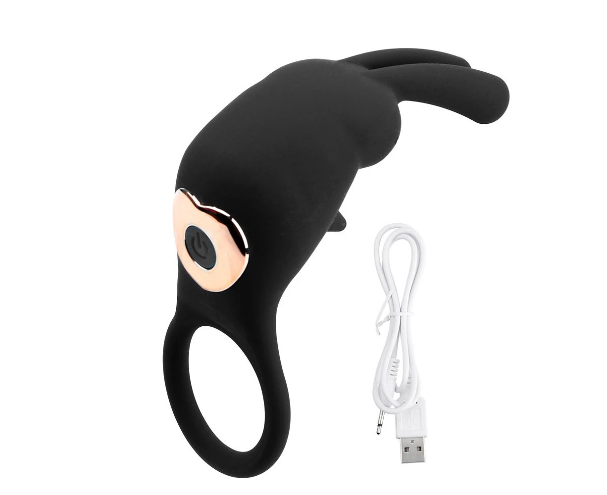 Miraco Vibrating Cock Ring Penis Clit Rabbit Vibrator Men Black