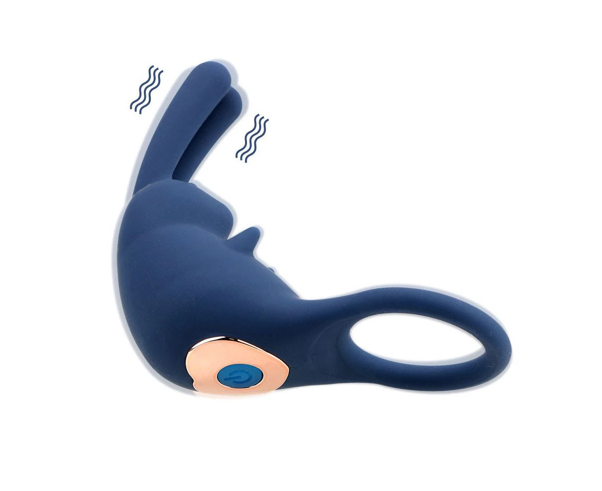 Miraco Vibrating Cock Ring Penis Clit Rabbit Vibrator Men Blue