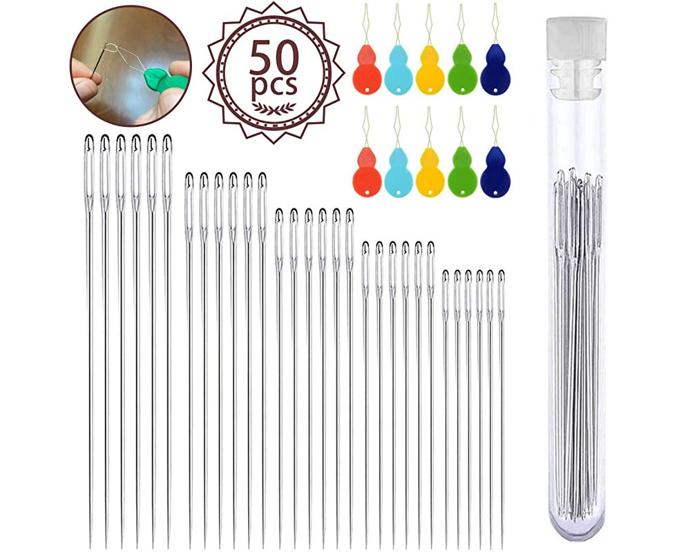 Embroidery Hand Needles Silver 2 Packs 3 Different Sizes Threading Needles Assorted Self Total 24 Needles Stainless Steel Knitting Needles Sewing Needles 