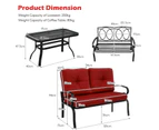 Costway 2PC Indoor Outdoor Furniture Set Bench Loveseat Garden Chair w/Coffee Table Lounge Chair Set Red