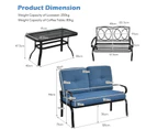 Costway 2PC Indoor Outdoor Furniture Set Bench Loveseat Garden Chair w/Coffee Table Lounge Chair Set Navy