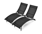 Costway 2 PCS Patio Folding Chaise Lounge Chair Recliner Adjustable Stackable Deck Black