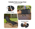 Costway 2 PCS Patio Folding Chaise Lounge Chair Recliner Adjustable Stackable Deck Black