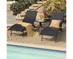 Costway 2 PCS Patio Folding Chaise Lounge Chair Recliner Adjustable Stackable Deck Black