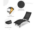 Costway 2 PCS Patio Folding Chaise Lounge Chair Recliner Adjustable Stackable Deck Black