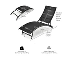 Costway 2 PCS Patio Folding Chaise Lounge Chair Recliner Adjustable Stackable Deck Black