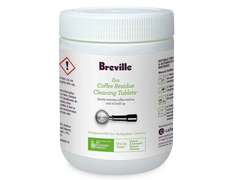 Breville Eco Coffee Residue Cleaner Tablets f/ Auto/Manual Espresso Machine 40PK