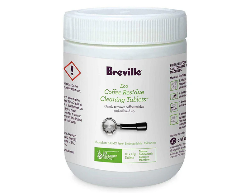 Breville Eco Coffee Residue Cleaner Tablets f/ Auto/Manual Espresso Machine 40PK