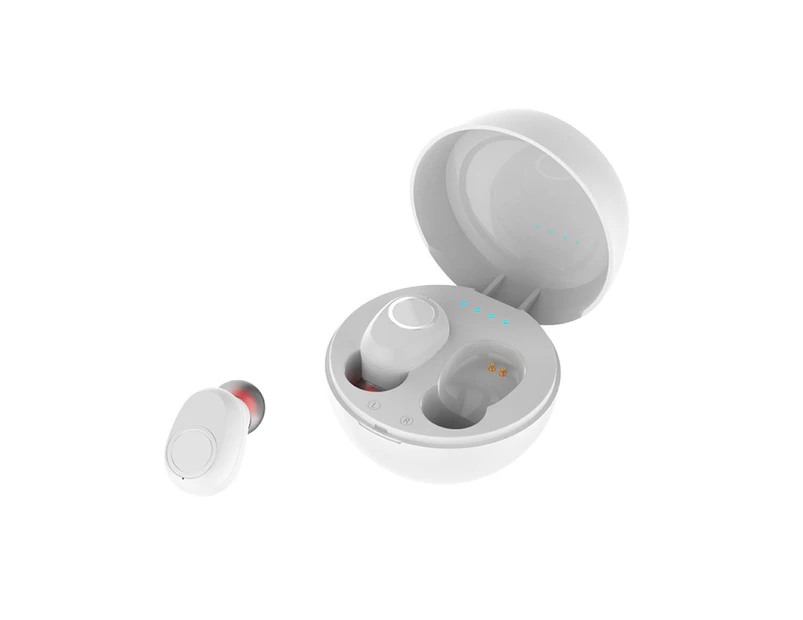Bluetooth 5.0 In-Ear Wireless Heavy Bass Earphones Sport Earbuds with Charge Box-White - White