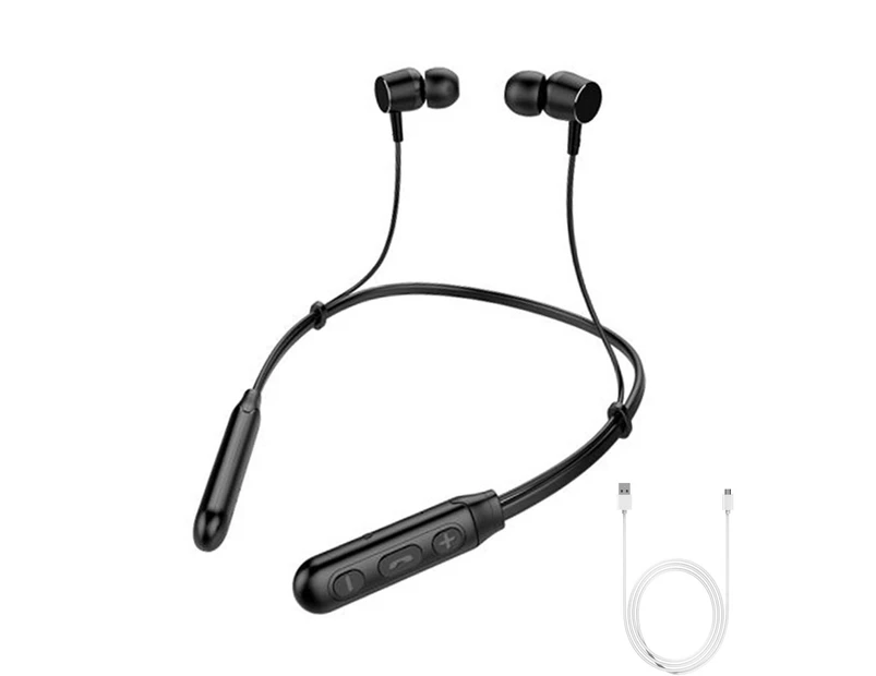 Bluetooth 5.1 Wireless Magnetic Rechargeable Noise Reduction Wearable Earphone-Black - Black