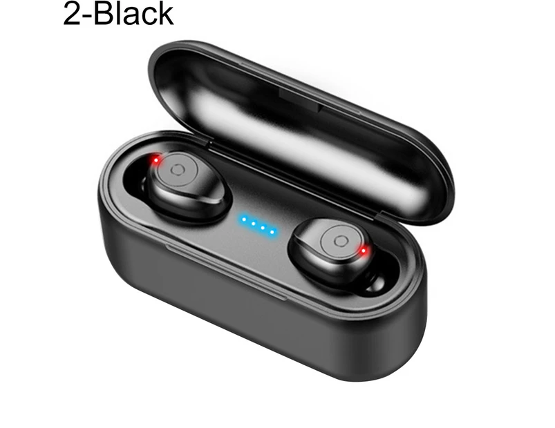 F9 Portable LED Power Display Wireless Bluetooth-compatible 5.0 Earphones with Charge Case-Black without Digital Display - Black without Digital Display