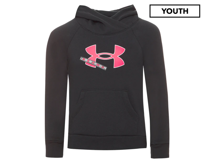 Under Armour Youth Girls' Rival Fleece Logo Hoodie - Black/Cerise