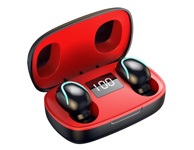 S9 True Wireless Stereo Mini Waterproof Bluetooth-compatible 5.0 Wireless Earphone HiFi Earbuds with Mic-Red - Red