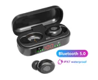 V8 True Wireless Stereo Power Display Waterproof Bluetooth-compatible 5.0 Wireless Earphones Sports Earbuds - Black