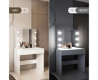 MAXKON Dressing Table Lighted Vanity Desk Makeup Dresser with 6 Bulbs Mirror Large Drawer for Girls Women White