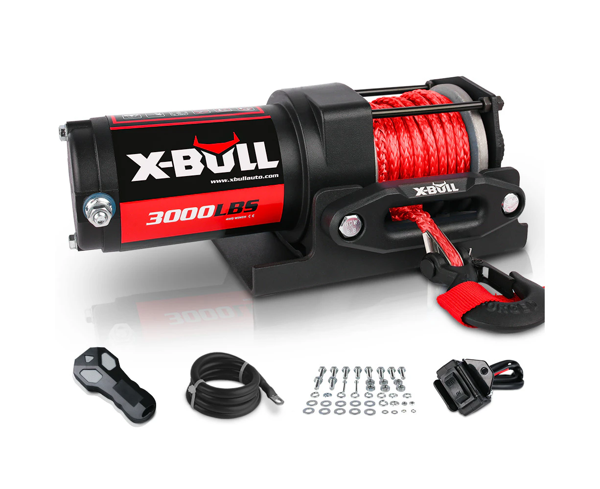 X-BULL Electric Winch 3000LB Synthetic Rope Boat Winch Trailer Winch 12V Wireless Remote ATV UTV