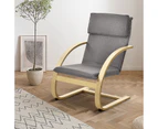 Costway Modern Bentwood Lounge Chair Fabric Upholstered Accent Leisure Armchair Grey