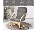 Costway Modern Bentwood Lounge Chair Fabric Upholstered Accent Leisure Armchair Grey