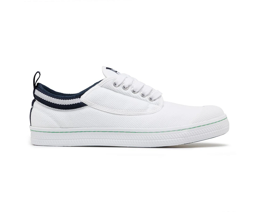 Mens Dunlop Classic Canvas Volleys Sneakers Casual White Navy Shoes Synthetic - White / Navy