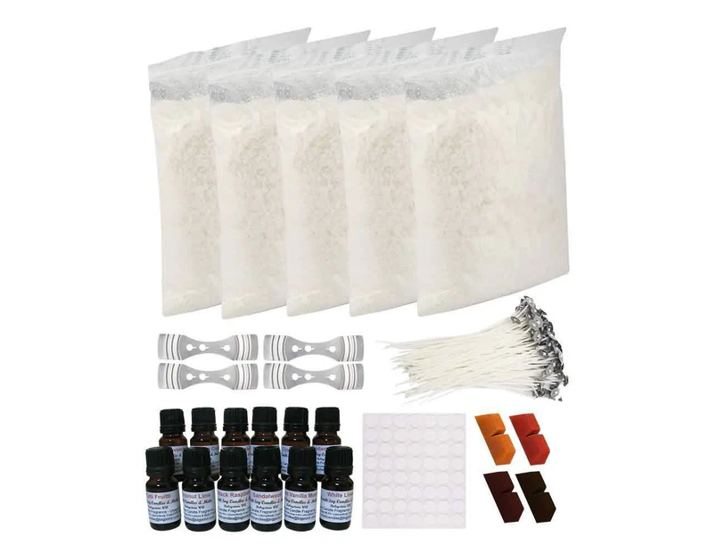 5KG Soy Wax Candle Making Kit Fragrances Dye Wicks & Holders