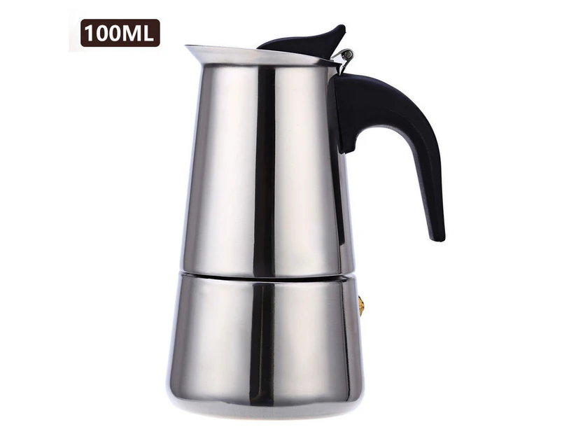 2 Cup 100ML Coffee Maker Percolator Pot Moka Stainless Steel Stove Top Espresso Italian Latte Camping