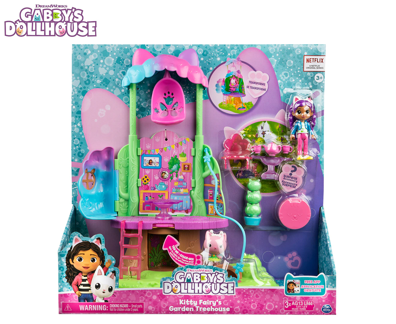 Gabby?s Dollhouse Transforming Kitty Fairy's Garden Treehouse Playset