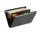 Black Deluxe Anti RFID Blocking Credit Card Holder Protector Case Slim Stainless Steel Metal ID Card Wallet Purse