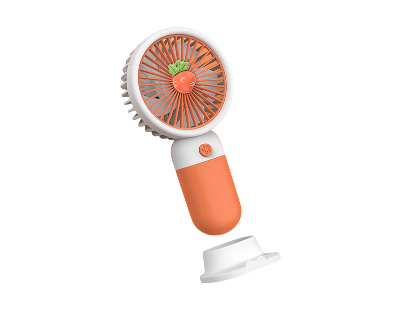 Mini Fan Multifunctional Cool Rechargeable Summer Cartoon Fruit Handheld Mini Fan Phone Rack for Dormitory -Orange - Orange